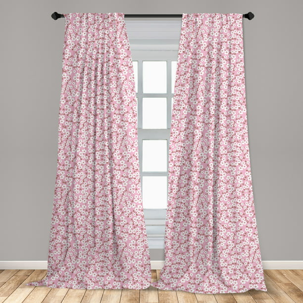 Pink And White Curtains 2 Panels Set, Brown And White Curtains