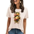 thumbnail image 2 of Busydd Graphic Tees for Women Trendy Floral Print Short Sleeve Summer Tops Casual Comfy Crewneck Going Out Tops for Women XL, 2 of 4