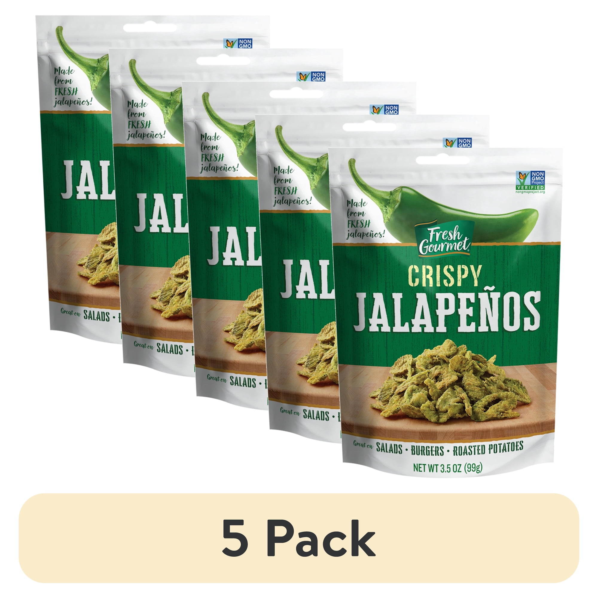 (5 pack) Fresh Gourmet Crispy Jalapenos Salads Toppings 3.5 oz