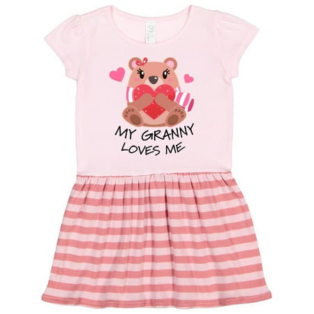 

Inktastic My Granny Loves me- bear and hearts Gift Toddler Girl Dress
