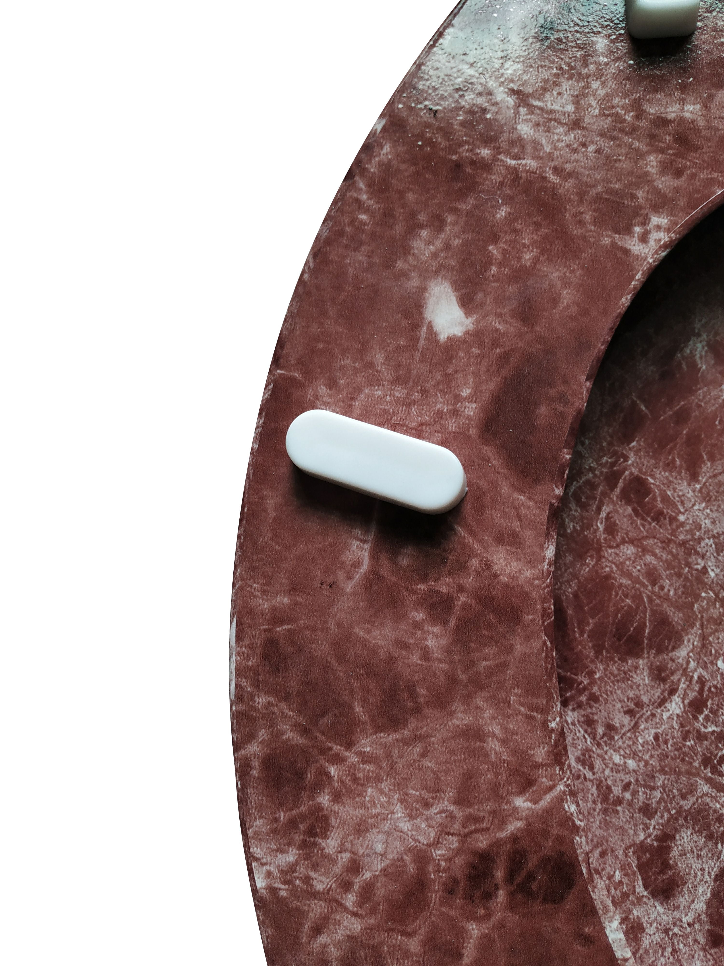 Dream Bath Heavy Duty Round Toilet Seat with non-slip seat and quick-attach easy install hardware, Marbleized Wood Burgundy
