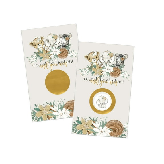 Flora Safari Scratch Off Game Cards - 30-Pack, Perfect for Baby Shower & Party Entertainment by Paper Clever Party