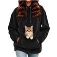 thumbnail image 3 of Women’s Pet Carrier Hoodie, Oversized Kangaroo Pocket Sweatshirt for Small Dogs and Cats, Soft Long Sleeve Animal Holder Pullover Top Black S, 3 of 8