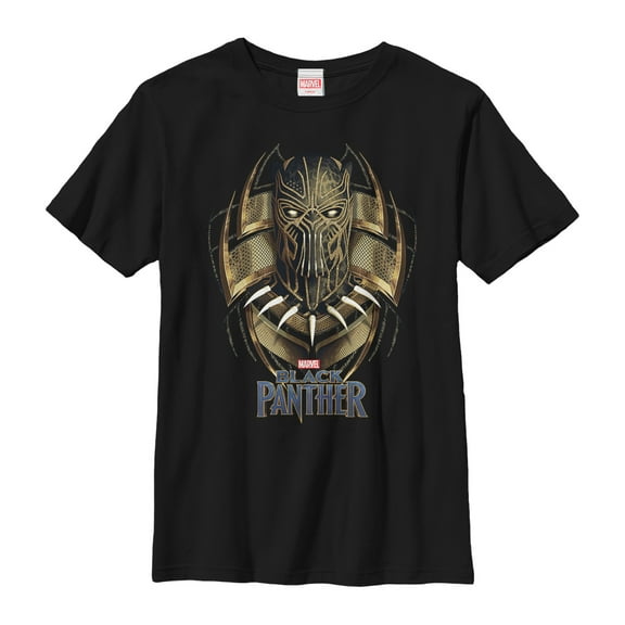 Boy's Marvel Black Panther 2018 Golden Jaguar Graphic Tee Black Large