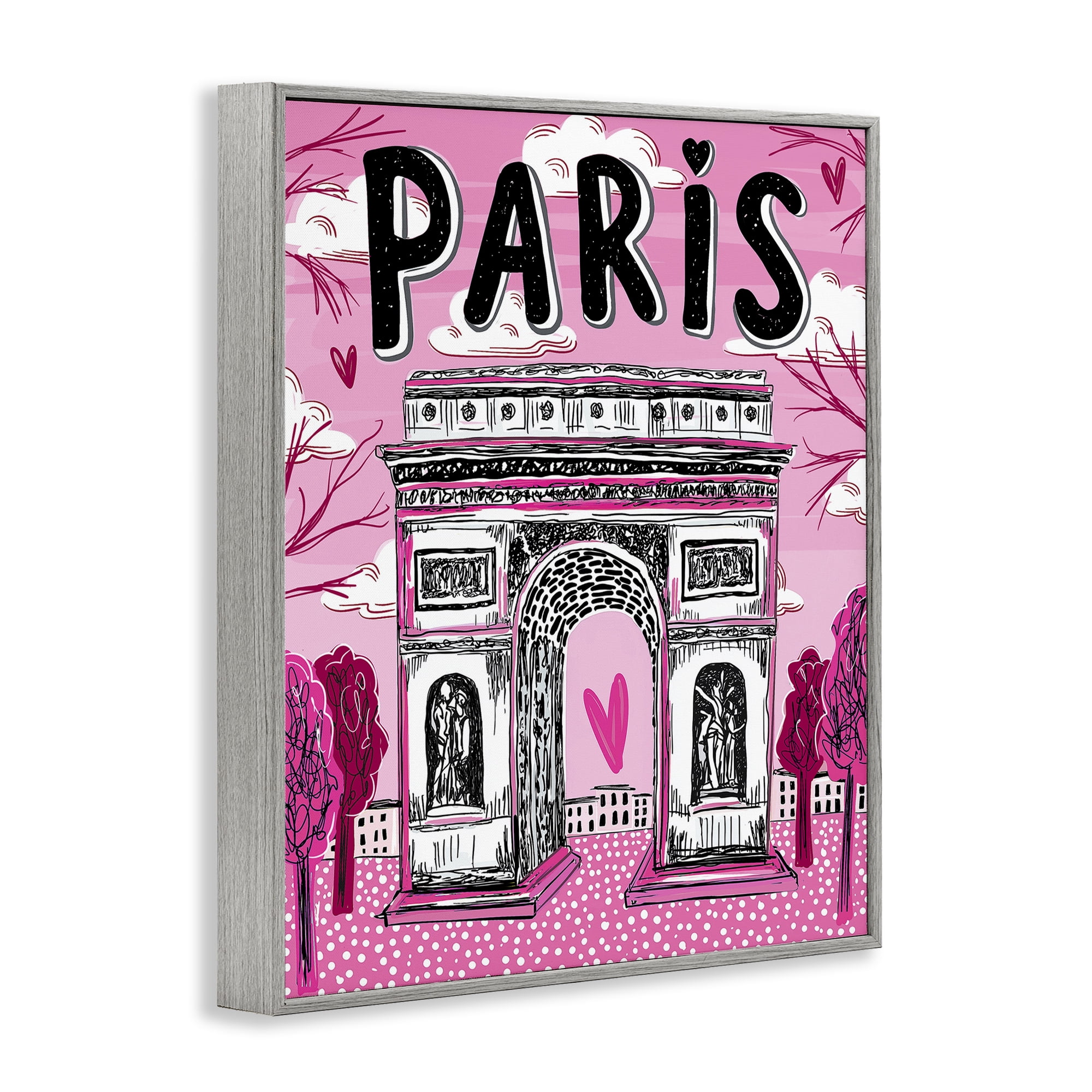 Stupell Industries Romantic Paris Arc de Triomphe Gray Framed Giclee Art, design by Jess Stempel