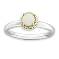 thumbnail image 1 of 925 Sterling Silver 14k White Agate Stackable Ring Stone Gemstone Natural, 1 of 7