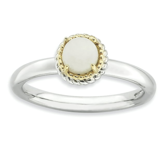 925 Sterling Silver 14k White Agate Stackable Ring Stone Gemstone Natural