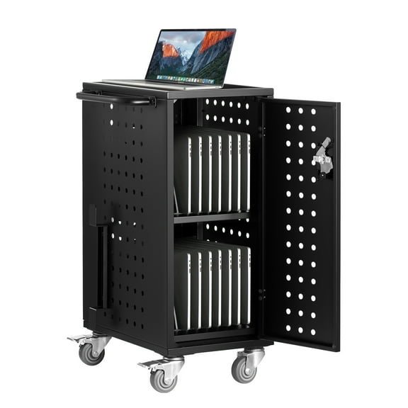 VEVOR Charging Cart, 16 Device Mobile Charging Station, Up to 15.6 in Screen Size, Office and Classroom Mobile Charging Cart, for Chromebook, Tablet and Laptop