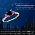 thumbnail image 2 of Gem Stone King 10K Yellow Gold Black Diamond and Pink Sapphire 3-Stone Ring for Women | 1.32 Cttw | Round 6MM | Gemstone April Birthstone | Size 5, 2 of 6