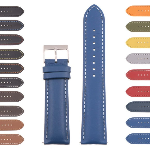 StrapsCo Bracelet de Montre en Cuir Classique pour Hommes - Bracelet à Libération Rapide - 16mm 18mm 20mm 22mm 24mm