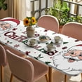 thumbnail image 3 of Christmas Santa Table Cloths for 8 Foot Rectangle Tables, Winter Xmas Snowflakes Holly Pine Tree Patio Waterproof Elastic Fitted Tablecloths, Washable Rectangular Table Cover for Camping, 3 of 8
