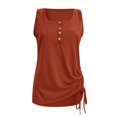 thumbnail image 4 of Workout Tank Tops Camisetas sin mangas lisas para mujer, chaleco con cordón de un solo pecho y cuello en U de color sólido, Tops con cordón de un solo lado (Coffee, XL), 4 of 6