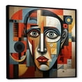 thumbnail image 2 of Designart "Cubism Portrait Inspired by Pablo Picasso I" Fashion Framed Wall Art - Glam Blue Man Abstract Entryway Framed Wall Art Print, 2 of 6