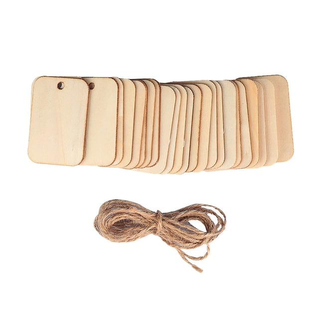 Rodajas De Madera Natural Con Cuerda De Cáñamo Rectángulo Etiquetas Colgantes De Madera En Blanco Sin Terminar Etiquetas De Regalo Manualidades Diy Tarjetas De Cumpleaños Adornos100 Uds. Speravity HA014006-00