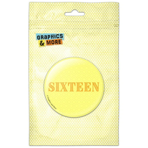 Sixteen Birthday Diamond Pattern Yellow Pinback Button Pin Badge