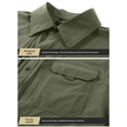 thumbnail image 4 of Mens Stretch Quick Dry Long Sleeve Button Down Tactical Shirts, Multi Pockets Breathable Lightweight Outdoor Work Shirts for Fishing Hunting Camping Travel Spring Fall Army Green, 4 of 9
