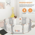 thumbnail image 3 of Foldable Baby Playpen, 14-Panel Playard Gates Kids Safety Activity Play Center with Locking Gate, Adjustable Shape, 3 of 10