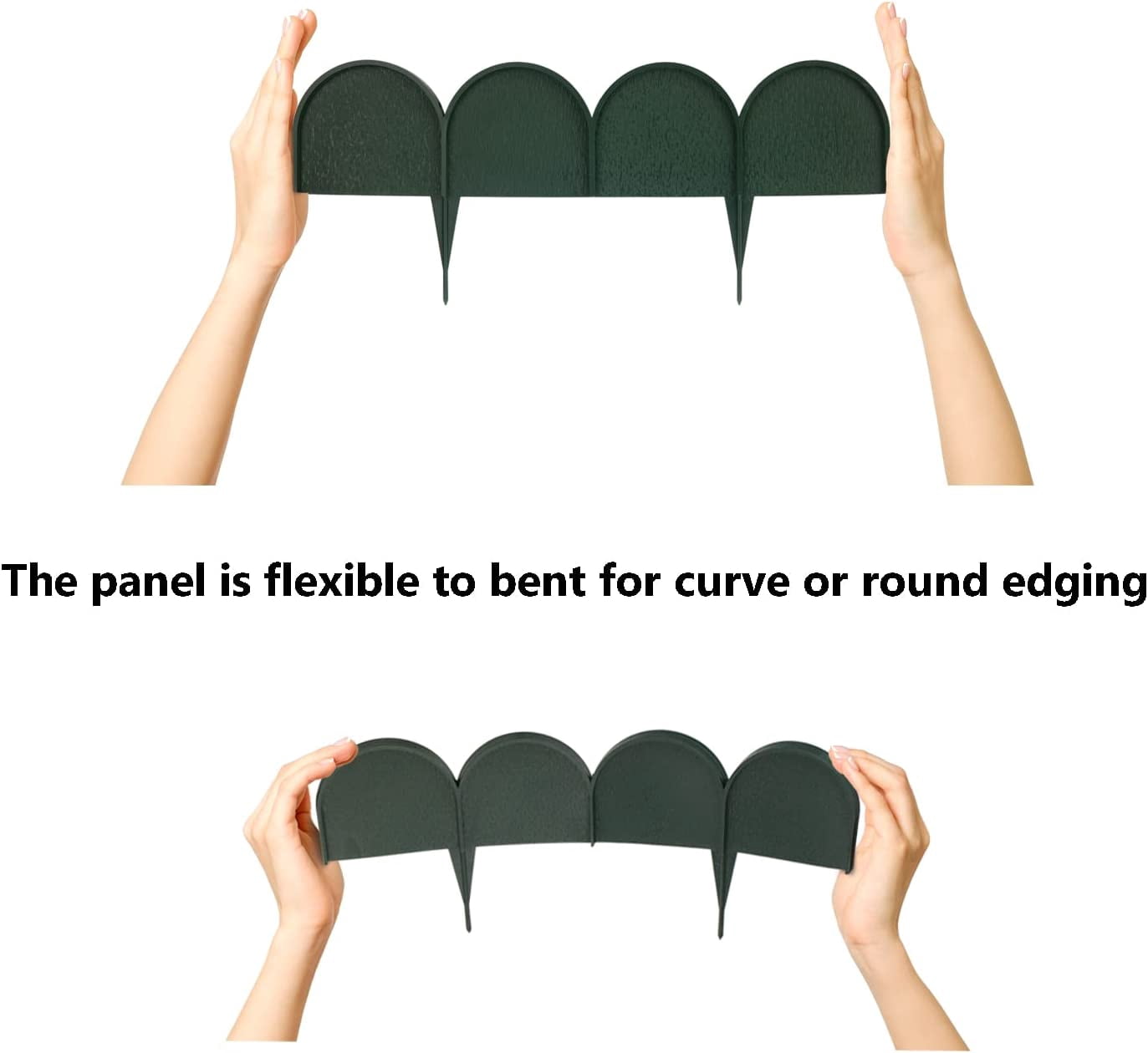 Garden Border Edging in Half Round (Semicircle) Arched Design - 30pcs Green Yard Landscaping Fence Liner Lawn Edge Barrier - 40ft. Kit of Decorative Lawn Landscape Panels Elements