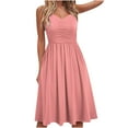 thumbnail image 2 of BONIXOOM Womens Easter Dresses 2024 Multi-theme Work V-Neck Tab Sleeveless Bandeau Dress Solid Pink Dresses, 2 of 7