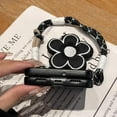 thumbnail image 5 of for Galaxy Z Flip 6 Cute Flower Design with Wristband Chain, Classical Folding PU Leather Slim Shockproof Cover Phone Cases (Black,Flip 5), 5 of 6
