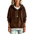 thumbnail image 6 of Fewfanhot Women's Tops, Tees & Blouses Casual Loose-fitting Long-sleeved Knitted Velvet Hooded Sweatshirt Top, 6 of 9