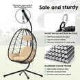 thumbnail image 4 of Clearance! Hanging Wicker Egg Chair, Outdoor Patio Hanging Chairs with Stand, UV Resistant Hammock Chair with Comfortable Cushion, Durable Indoor Swing Egg Chair for Bedroom, Garden, Backyard, 4 of 8