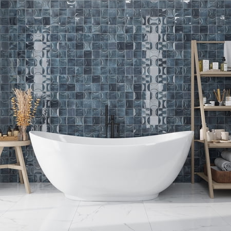 Antiek 3.94 in. x 3.94 in. Glossy Blue Ceramic Square Deco Wall Tile (5.39 sq. ft./case) (50-pack)