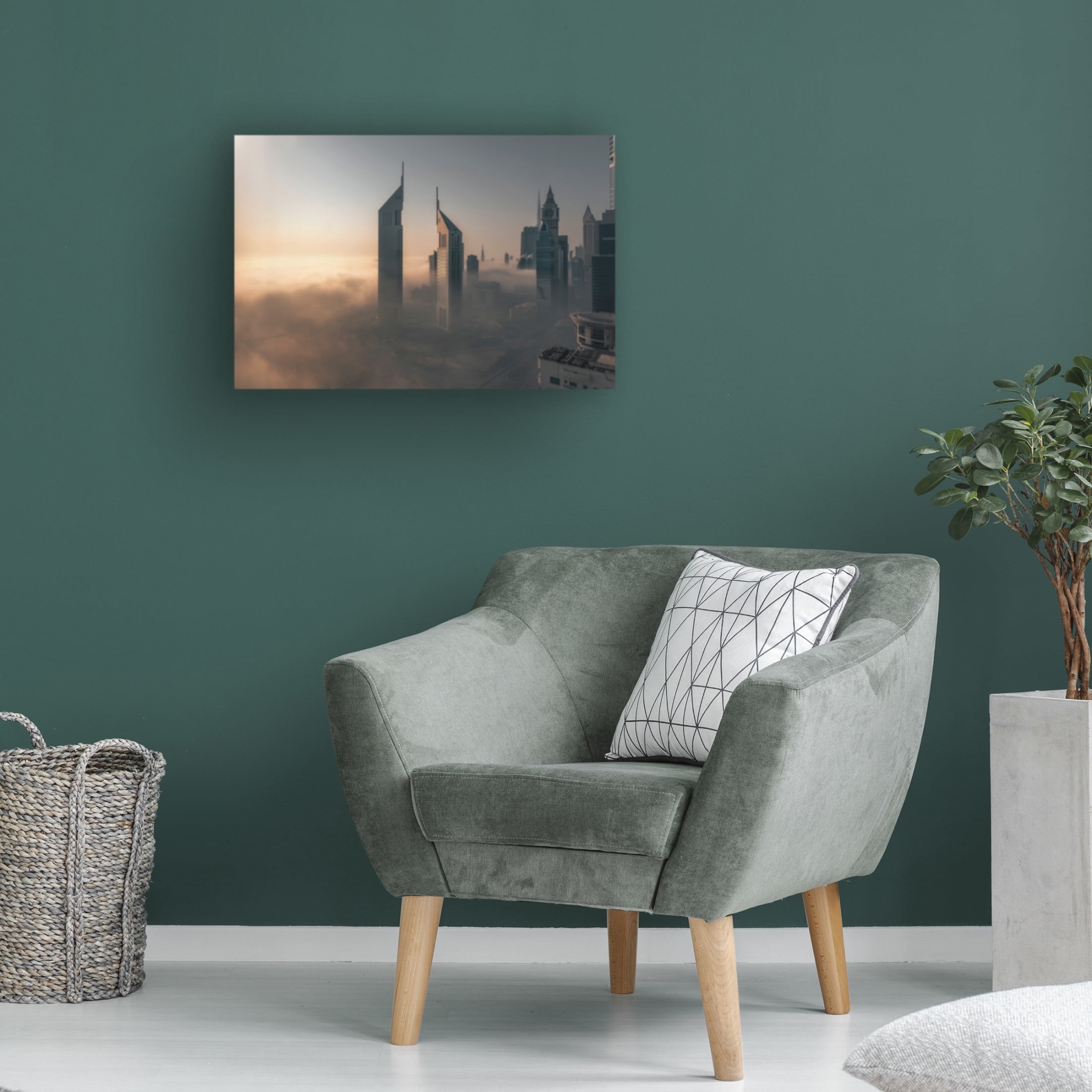 Canvas Wall Art - Stan Huang 'Fog Lockdown On The City Of Steel' Wall Art for Living Room, Bedroom, or Office Décor by Trademark Fine Art - 47 x 30 Inches
