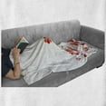 thumbnail image 6 of Chinese Soft Flannel Fleece Throw Blanket, Traditional Purity Blossoms Curved Lace Like Branch and Leaves, Cozy Plush for Indoor and Outdoor Use, 70" x 90", Red White, by Ambesonne, 6 of 6