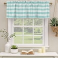 thumbnail image 2 of Aqua Striped Curtain Valances for Windows, Kitchen Valance Window Treatments Panel 2 Pack, Rustic Farmhouse Stripes Rod Pocket Short Curtains for Bathroom Bedroom 54 x 18 Inch, 2 of 8
