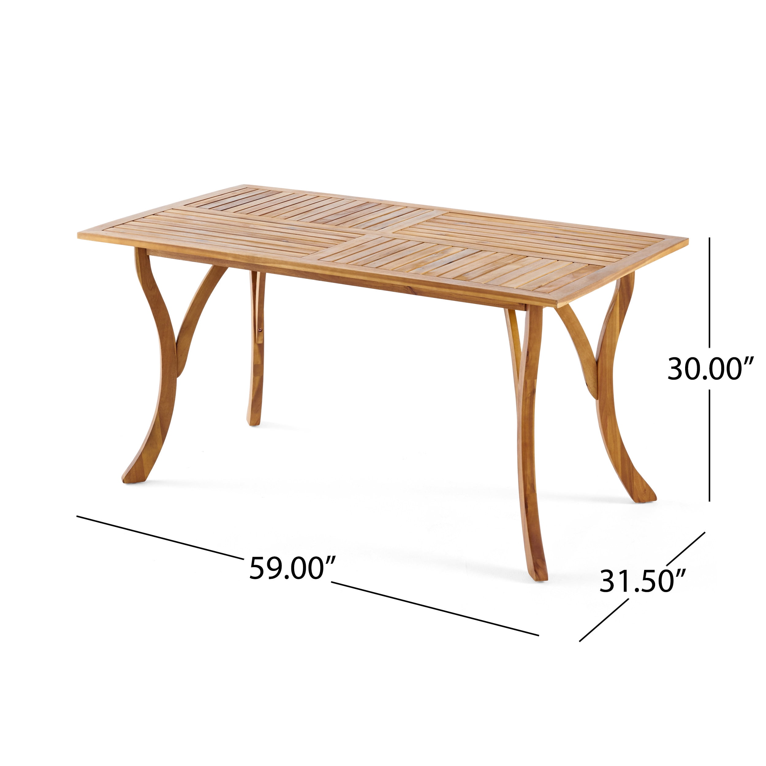 Outdoor Rectangular Solid Wood Dining Table 59 Inch, Large Size Household Table for Patio Garden, Teak