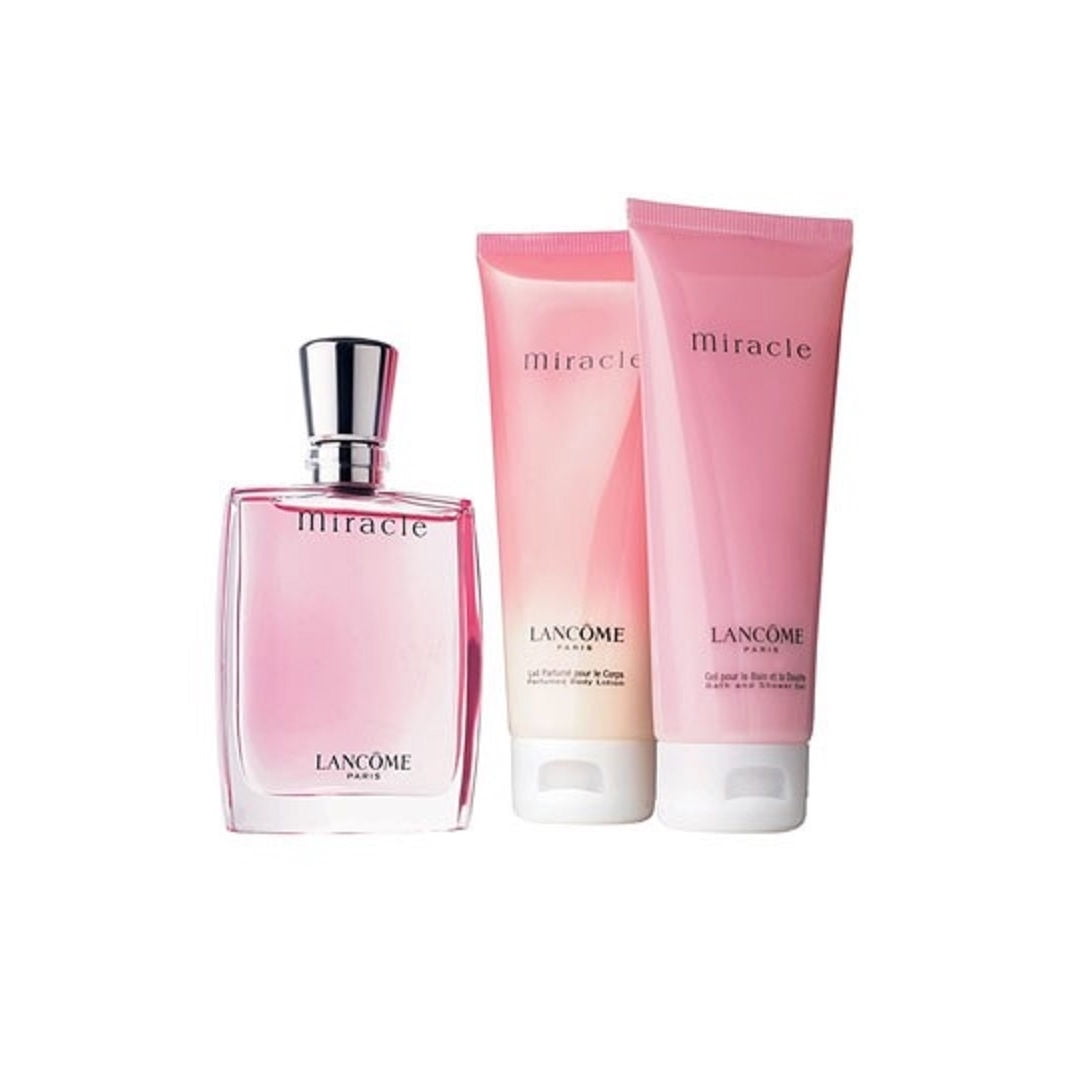 MIRACLE LANCOME 3 PCS SET: 1 EDP SP and 1.7 BODY LOTION and 1.7 SHOWER GEL -