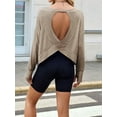 thumbnail image 3 of Women'S Long Sleeve Solid Color Loose - Fit Casual Yoga Top - Soft, Breathable for Yoga Khaki XL, 3 of 8
