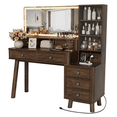 thumbnail image 7 of Lacoo 48'' Makeup Vanity Desk with Large 36'' Mirror & Lights, Vanity Set with Charging Station & Storage Drawers, Modern Vanity Table for Bedroom, Oak(2 Pack), 7 of 7