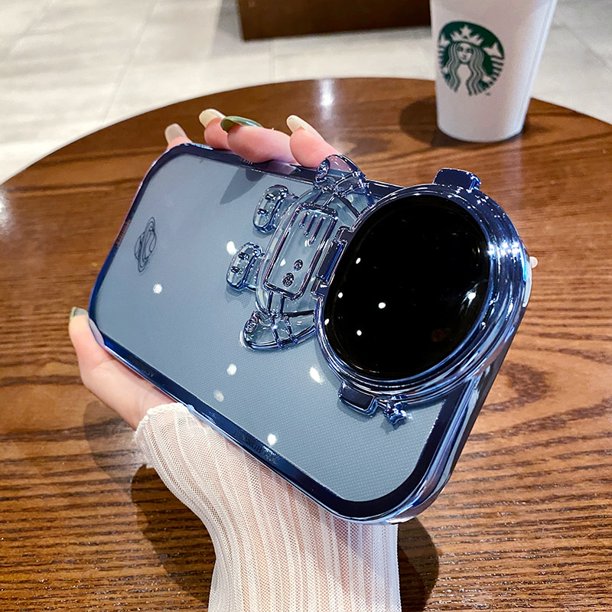 Astronaut Stand Holder Electroplated Clear Phone Case For iPhone 11 12 13 14 Pro Max Plus Bracket Shockproof Transparent Cover xuanjing unisex