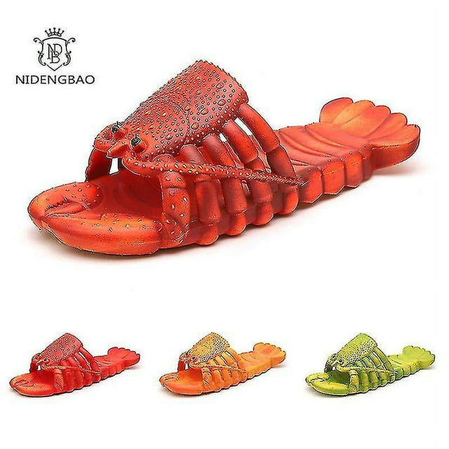 Funny Animal Lobster Slippers Men Women Summer Flip Flops Cute Beach Shower Shoes Unisex Plus Size Soft Home Slippers