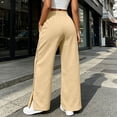 thumbnail image 5 of MLCDZ Fall Sweatpants for Women Drawstring Side Snap Button Lightweight Casual Loose Fit Track Pants with Pockets Comfy Baggy Lounge Golf Workout Trousers, 5 of 10