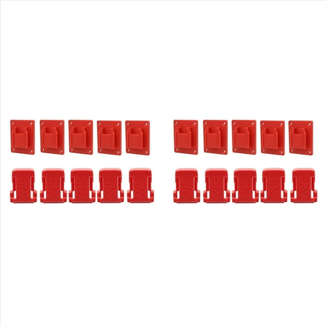 10X Portaherramientas para Batería para de 18 V, Portaherramientas para Batería, Soporte para Taladro Rojo de Montaje en Pared, Soporte M8 con Tornillos