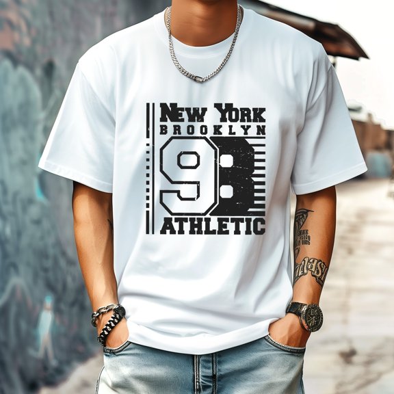 Men's T Shirt Round Neck Patterned Tee Summer New Sports Shirt Vintage Style Gift for Friends XS