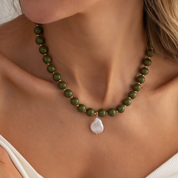 NICKSUN Colorful Chunky Beaded Necklace for Women, Acrylic Bead Choker Necklaces Irregular Baroque Imitation Pearl Pendant Necklace, Summer Beach Party Wedding Vacation Jewelry Gifts