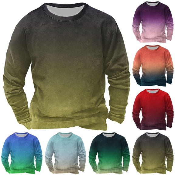 Chiccall Mens Sweatshirts Crewneck Long Sleeve Gradient Pullover Sweatshirts Casual Loose Fit Athletic Sweat Shirts