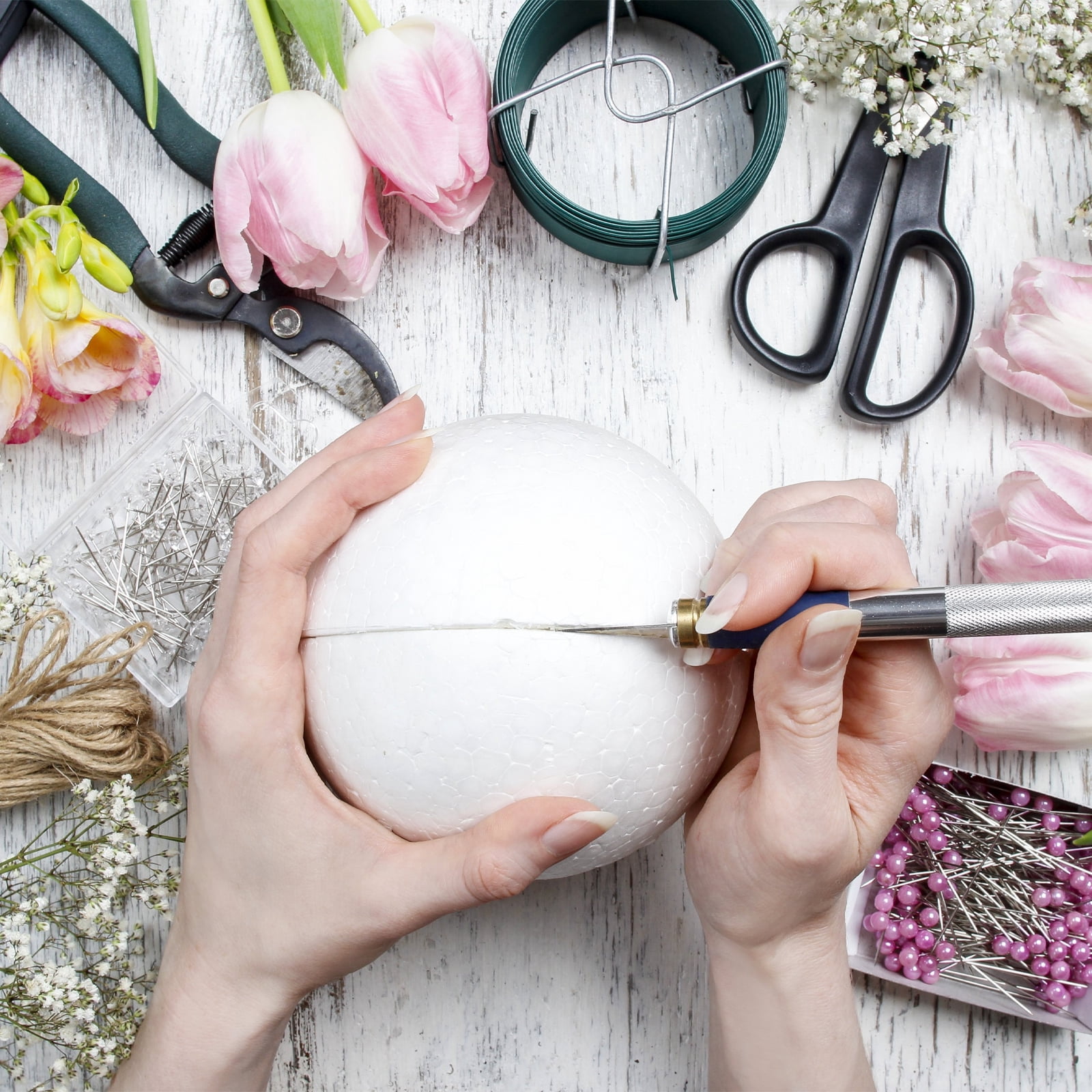 White Foam Balls Round 1.75 Inch Model Polystyrene Spheres Craft Balls for Art Craft Household Party Decoration 50Pcs