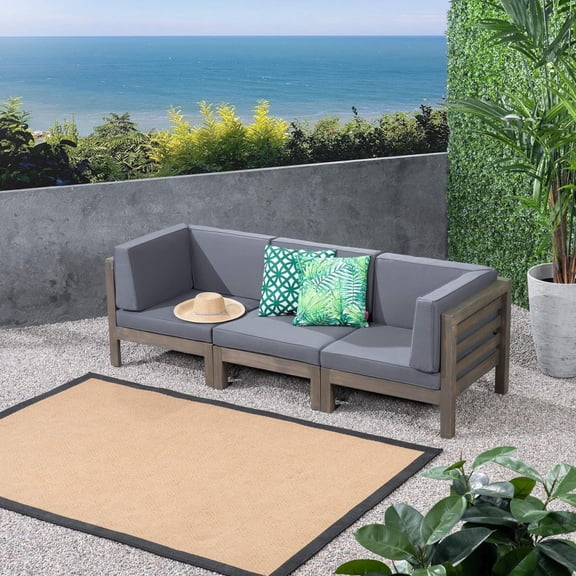 Oana 3-Piece Sofa Set in Dark Grey for Living Room Comfort and Style