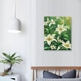 thumbnail image 4 of Nawypu  Flower Canvas Wall Art White Lily Floral on Green Picture Painting Giclee Print Artwork Framed Bedroom Bathroom Decorations Ready to Hang, 4 of 5