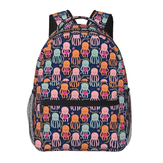 Balery Octopus in love Mochila Escolar Impresa, Mochila Ligera para Viajes Casual, Mochila Duradera y Cómoda Multifuncional, Mochila para Laptop-One Size