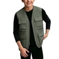 thumbnail image 2 of Yeglea Kids Boys Girls 5-13 Years Cargo Vest Full Zip V-Neck Multi-Pocket Hiking Outdoor Sleeveless Outerwear Vests for Camping Fall Winter Army Green,5-6 Years, 2 of 7