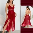 thumbnail image 2 of LYEAA Long Nightgowns for Women Lounge Soft Sleeveless Home Dress V Neck Mesh Split Sheer Night Gowns Solid Comfy Sleepwear, 2 of 8