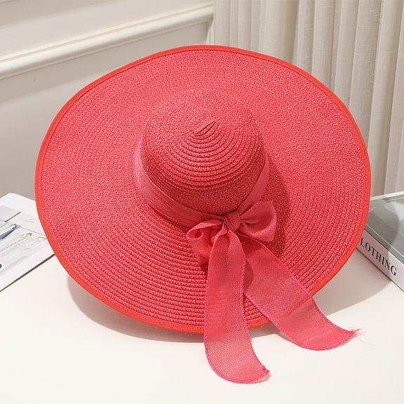 Weikingp Spring Hats for Women Beach Hat Cap Wide Women’s Hat Sun Eaves Beach Hat Fisherman Sun Breathable Caps Cowboy Hats for Women Red One Size Clearance！