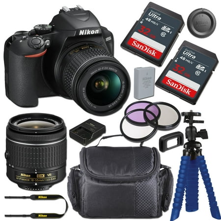 Nikon D3500 DSLR Camera with AF-P DX NIKKOR 18-55mm f/3.5-5.6G VR Lens + 64GB Card, Tripod, and