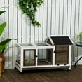 thumbnail image 2 of PawHut Rabbit Hutch with Wheels, Ramp, Run, Tray, Coffee, 2 of 10